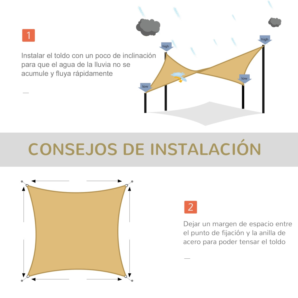 Vela Ombreggiante Quadrata 3x3m ¨C Xylo ¨C HDPE Anti-UV Traspirante Beige per Giardino Terrazza