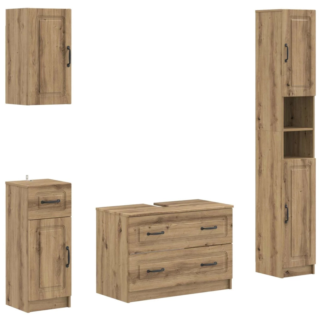 Set di Mobili da Bagno da 4 Pezzi UTRECHT Rovere Artigianale 3417980