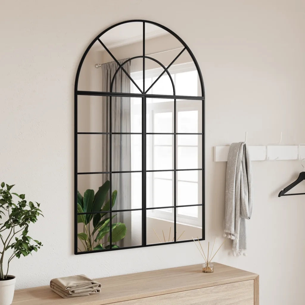Specchio da Parete | Specchio decorativo Nero 80x120 cm Arco in Ferro