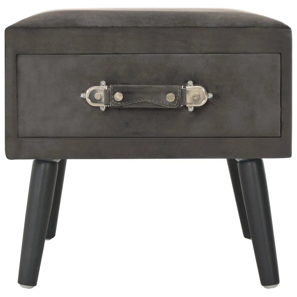 Comodino Grigio 40x35x40 cm in Velluto 247542