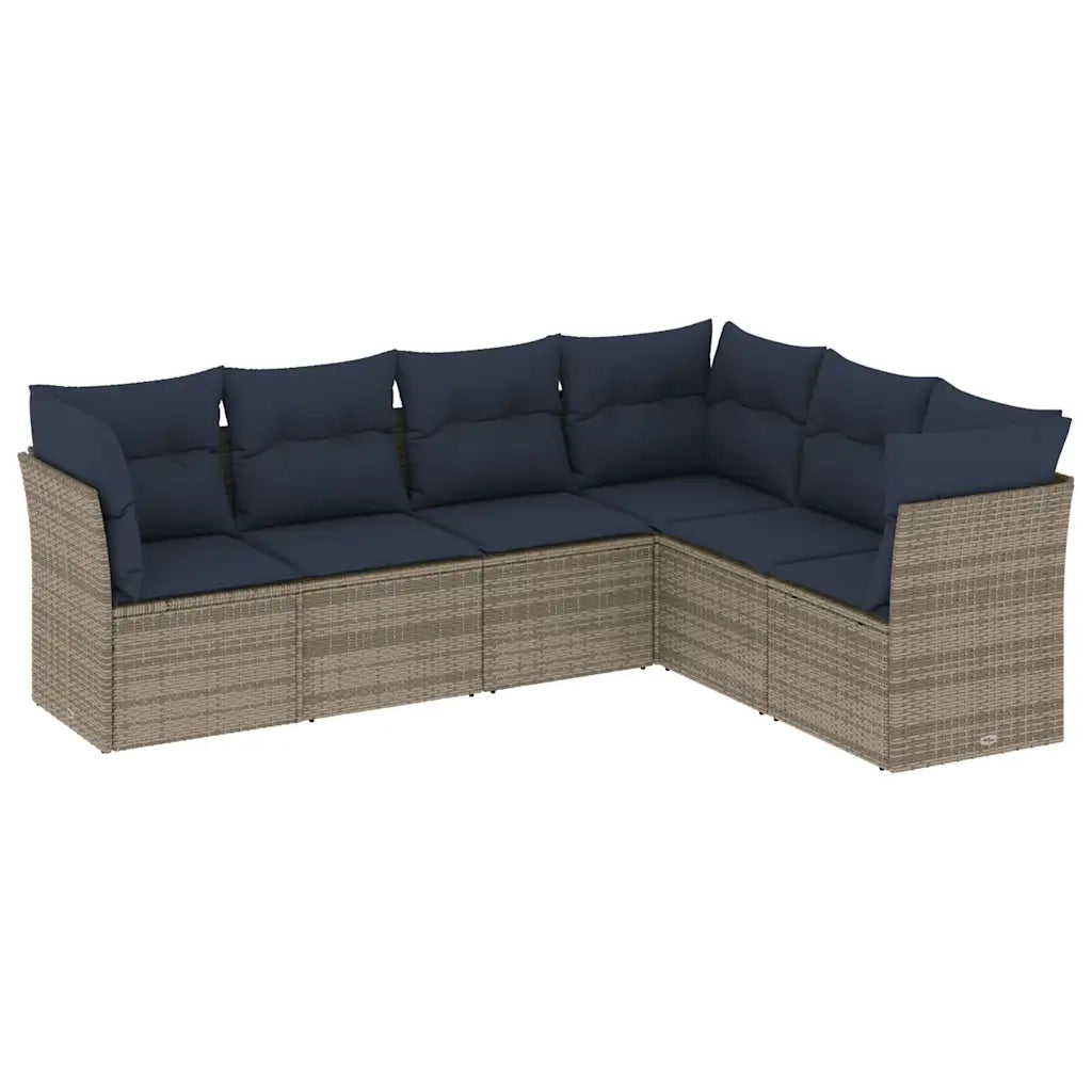 Set Divani da Giardino 6 pz con Cuscini Grigio in Polyrattan 3217681