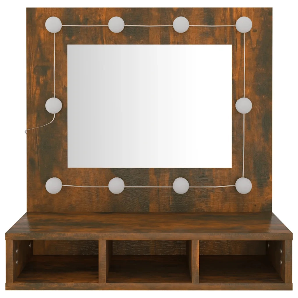Mobile a Specchio con LED-Armadietto a Specchio Rovere Fumo 60x31,5x62 cm