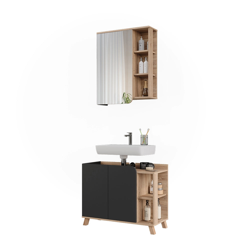 Vicco Set di mobili da bagno Sonoma/antracite 2 parti