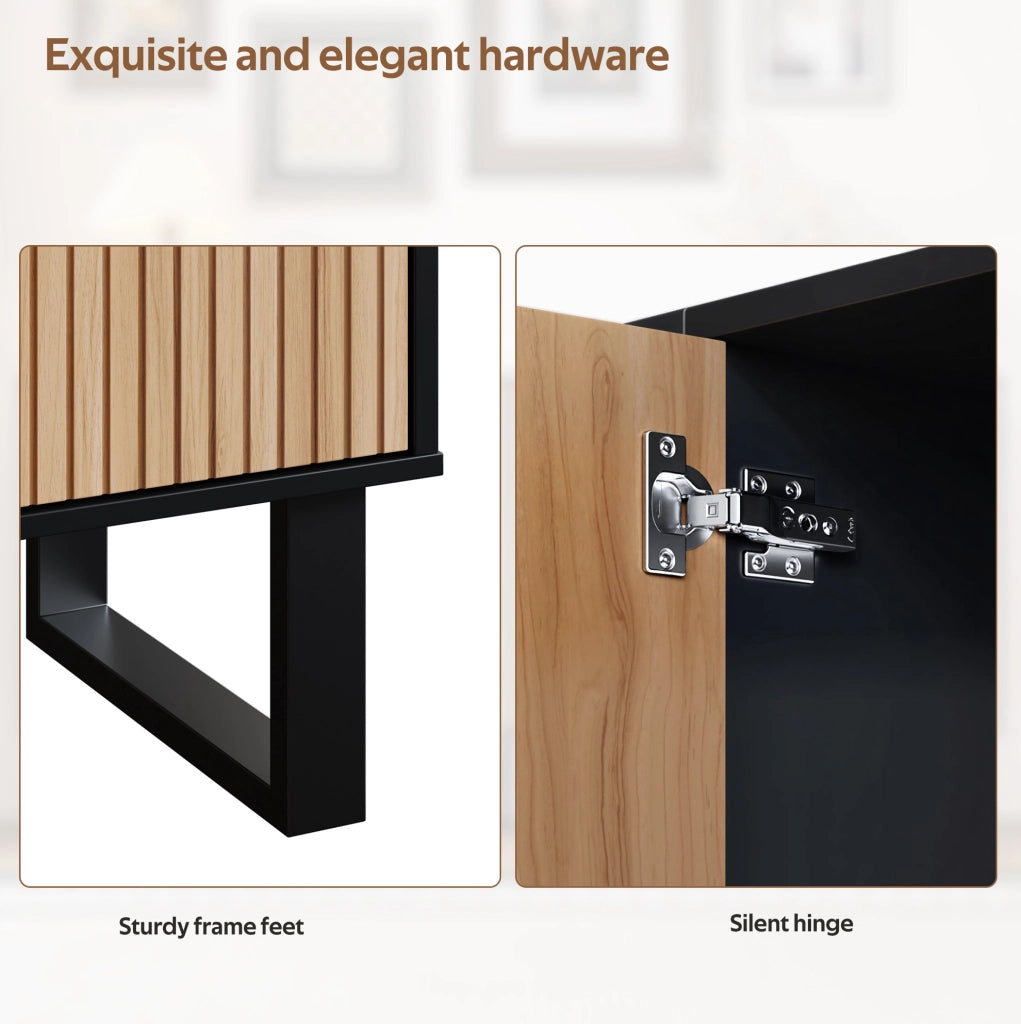 Mobile TV/credenza 160 x 38 x 75 cm in MDF e truciolare; nero e effetto legno