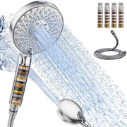 Douchekop con filtro, 9 posizioni con tubo, doccia manuale con 4 filtri per doccia, doccia ad alta pressione con 20 strati di filtro per acqua dura, cloro residuo, metalli pesanti e batteri.