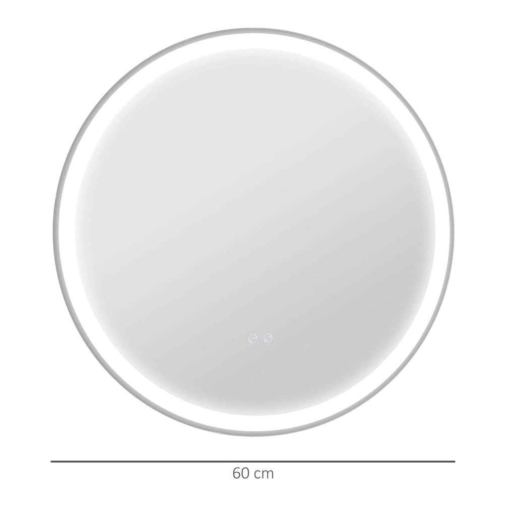 Specchio da bagno LED rotondo Ø 60 cm bianco in alluminio, touch, antiappannamento