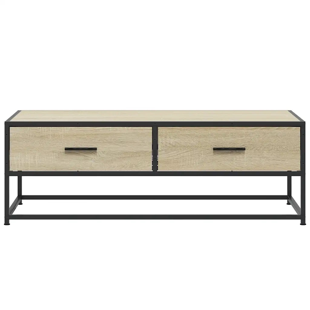 Tavolino Salotto-Tavolino da soggiorno-Tavolo Rovere Sonoma 100x50x35 cm Multistrato Metallo 469393