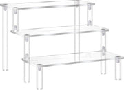 Display a tre livelli in acrilico, 30 x 20 x 15 cm, trasparente, con organizzatore per profumi, per opzioni di conservazione per Funko Pops, smalti, spezie, cosmetici, artigianato, accessori per gioielli, contenitore per cupcake, con illuminazione.