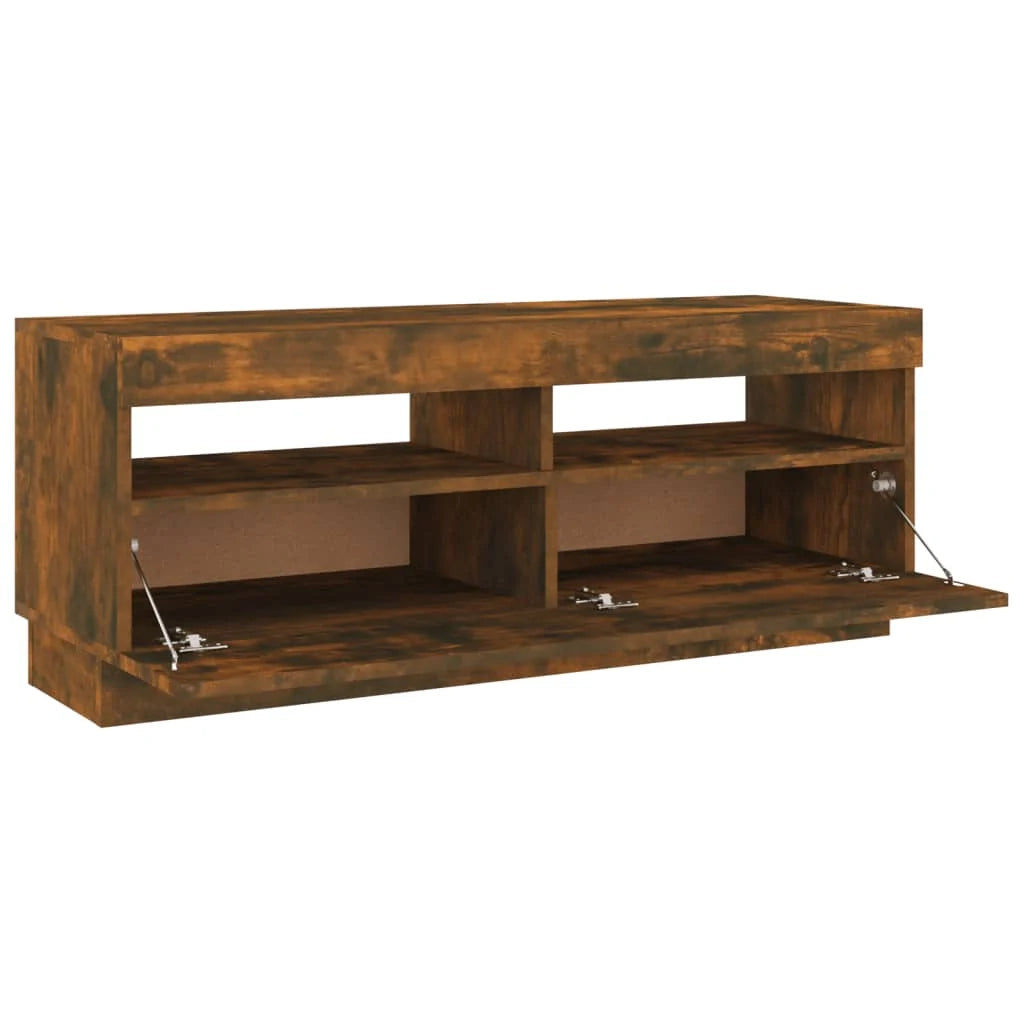Mobile TV multimediale scaffale TV credenza mobile TV per sala da pranzo soggiorno camera da letto con luci a LED rovere affumicato 100 x 35 x 40 cm marrone 02_0026712