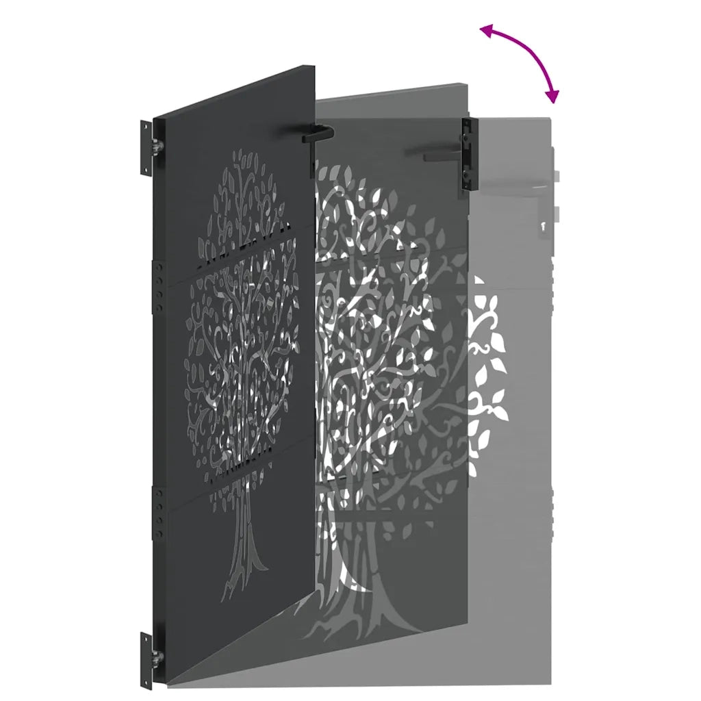 vidaXL Cancello da giardino, Cancello da Giardino 85x75 cm Design Albero in Acciaio Corten