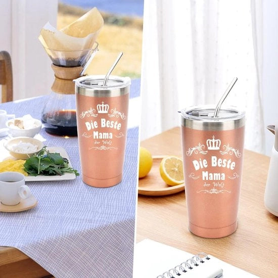 Regalo di Mammina, 600 ml termos bicchiere in acciaio inossidabile con frase, regalo di madre, regalo di compleanno per madre o suocera, la migliore tazza di caffè per mammina con coperchio