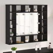 Mobiletto per specchio-Mensola con Specchio Rovere Nero 91 x 15 x 76,5 cm