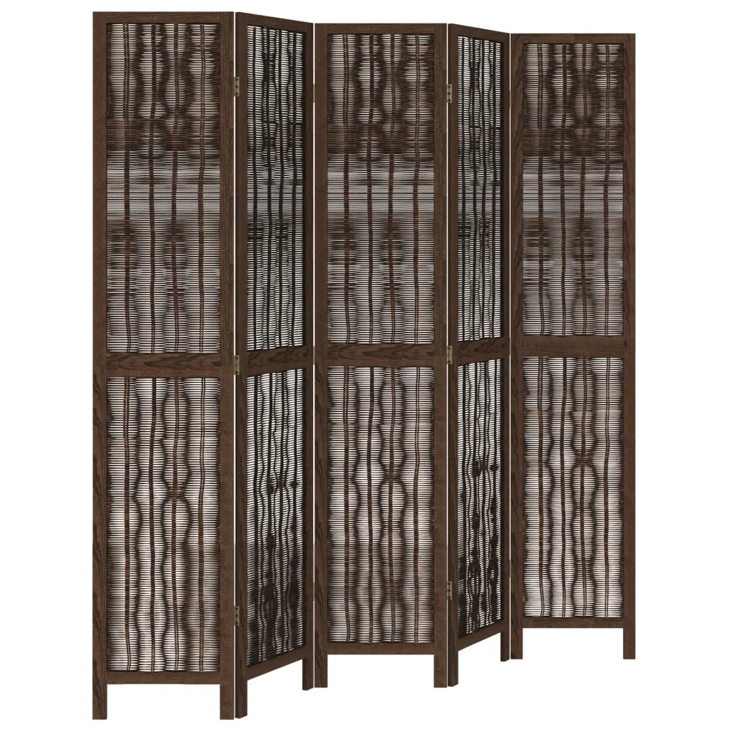 Divisorio Ambienti | Divider per stanze | Paravento 5 Pannelli Marrone Scuro Massello Paulownia