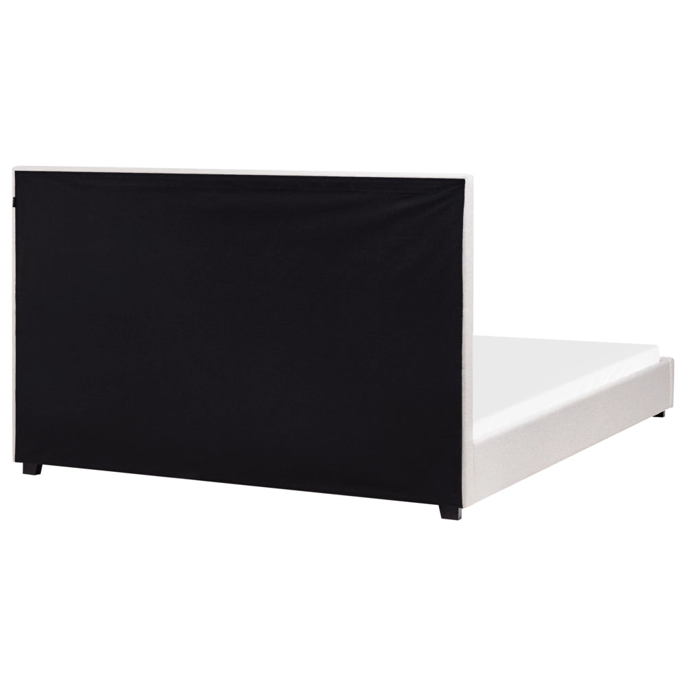 Letto matrimoniale ad acqua in velluto beige chiaro 180 x 200 cm testata imbottita stile moderno