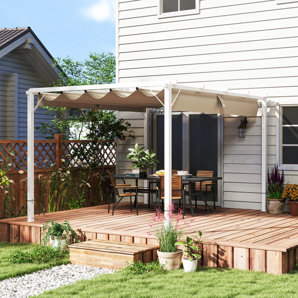 Pergola da giardino ¨C zephmum ¨C alluminio, bianco, 3x4m, toit r¨¦tractable