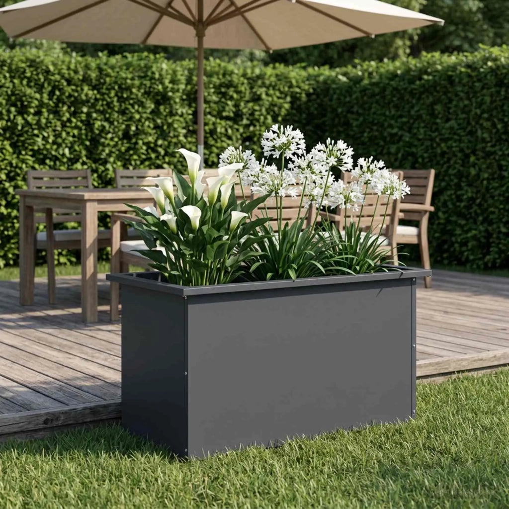 Fioriera da giardino con LED Antracite 40 x 80 x 40 cm Acciaio 8008158