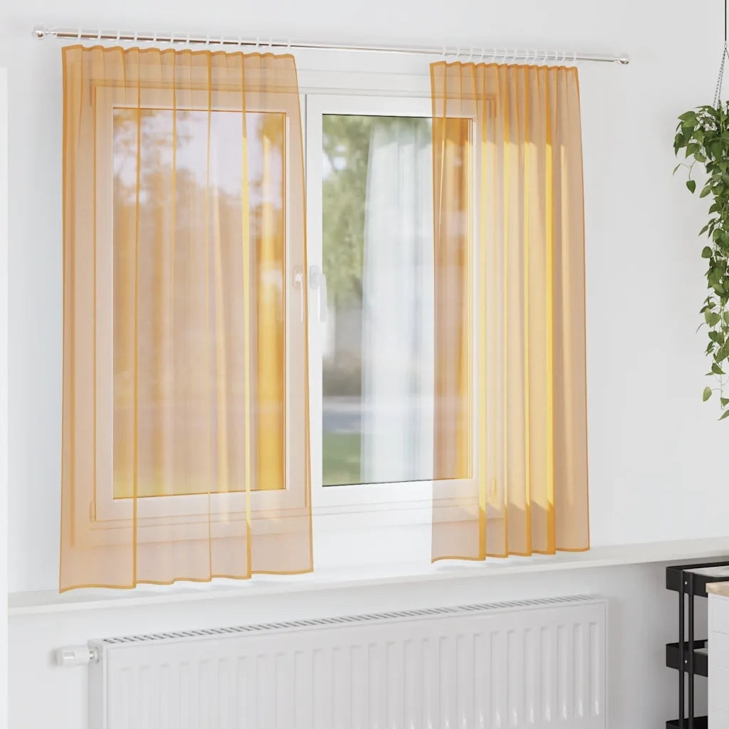 Tende in Voile con Tasche per Aste 2 pz Arancio 4102191
