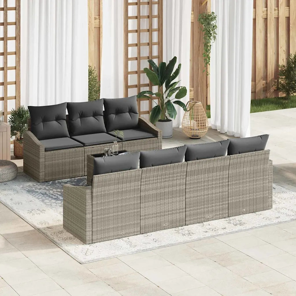 Set di divani con cuscino 8 pcs Grigio chiaro polyrattan 3346632