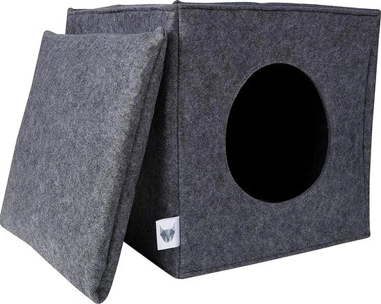 Gattoletto Adatto per Expedit & Cassetto - Gattoletto con Cuscino in Piuma Extra - Molto Stabile e Caldo Gattoletto - Grigio