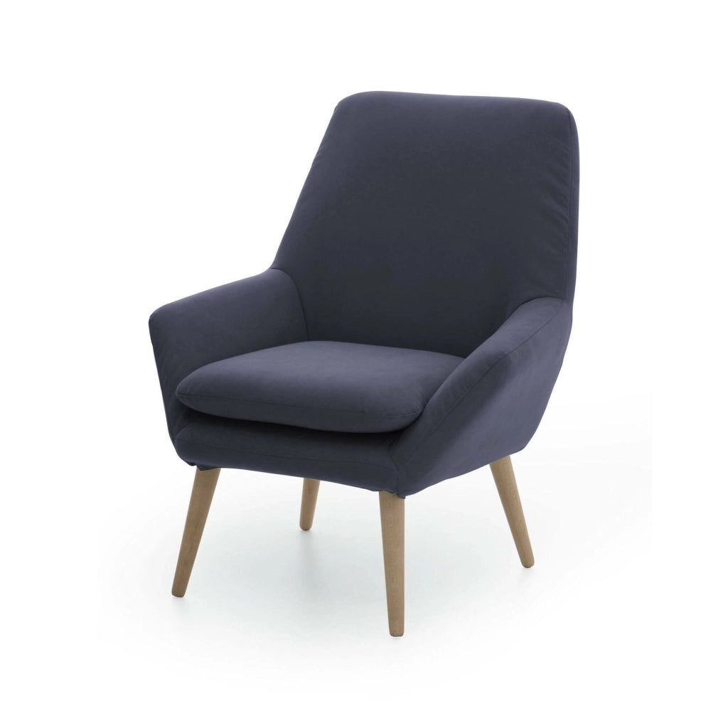 Poltrona Anido, Poltrona di design da salotto, 100% Made in Italy, Poltroncina relax in tessuto imbottito, cm 80x70h95, Blu