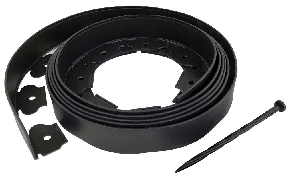 Bordo Flessibile per Aiuole 10m con Picchetti Nero