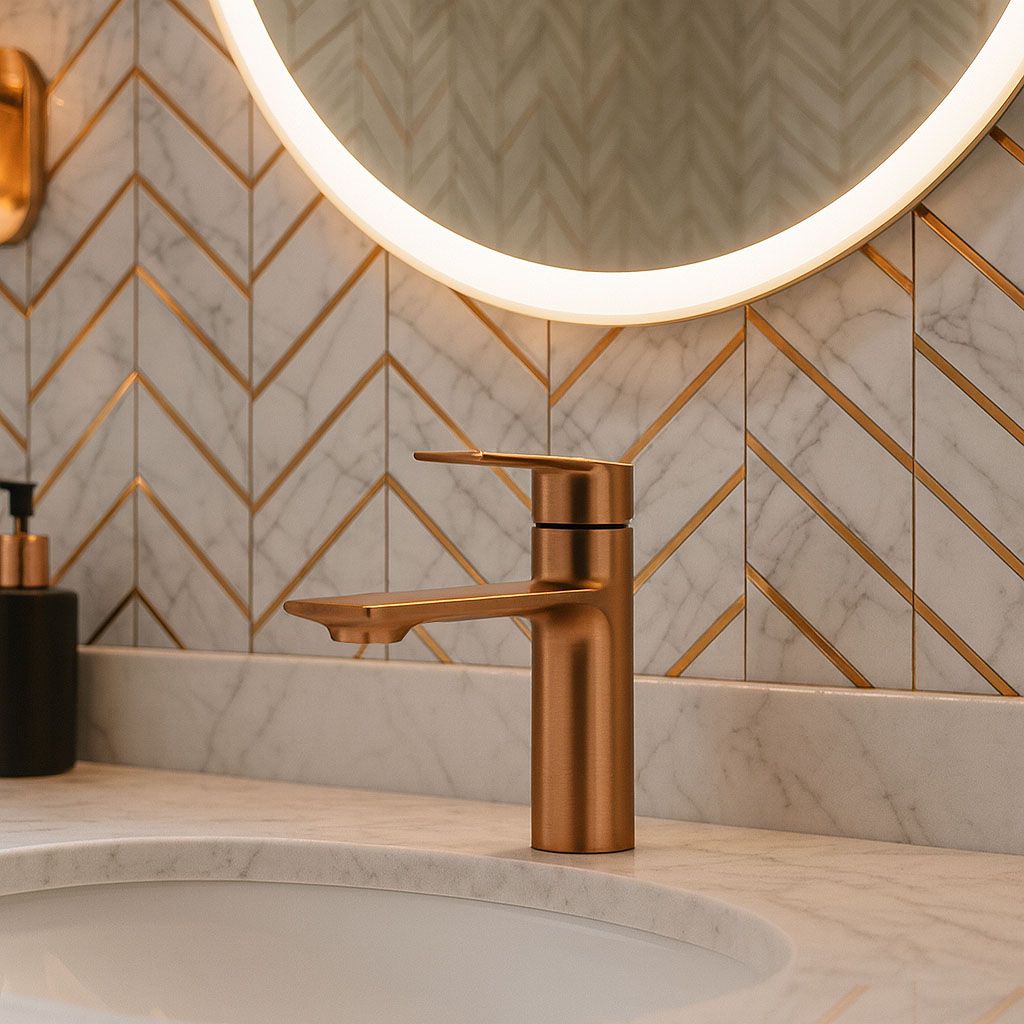 Rubinetto Da Lavabo Rea Storm Copper Brush Low