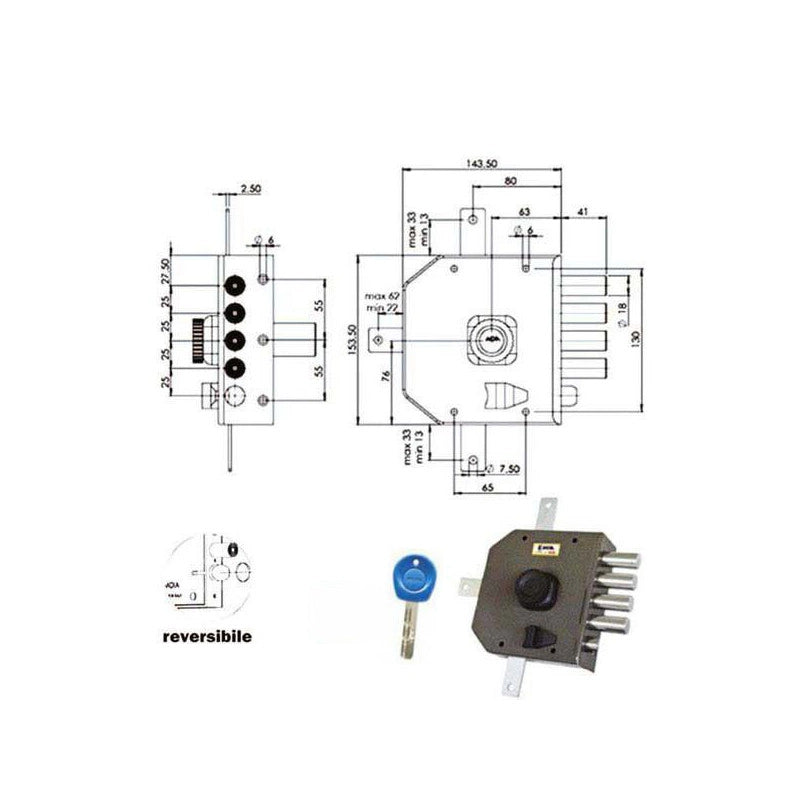Serratura Sic.Quintupl.Sx Pompa Jm426 Moia