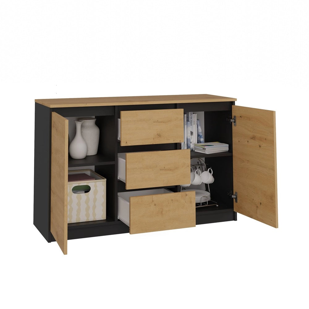Cassettiera MALWA 2d3s/BA antracite rovere artisan per camera e soggiorno