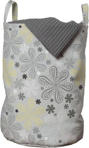 Cassa da Bagno con Fiori Gialli 19 pollici - Contenitore di Stoccaggio 52 litri - Cassa Ronda con Maniglie a Mano - 33 cm di larghezza x 49 cm di altezza - Ripiegabile - Cassa da Bagno Unica - Ecologica - Casa - Bagno - Grigio