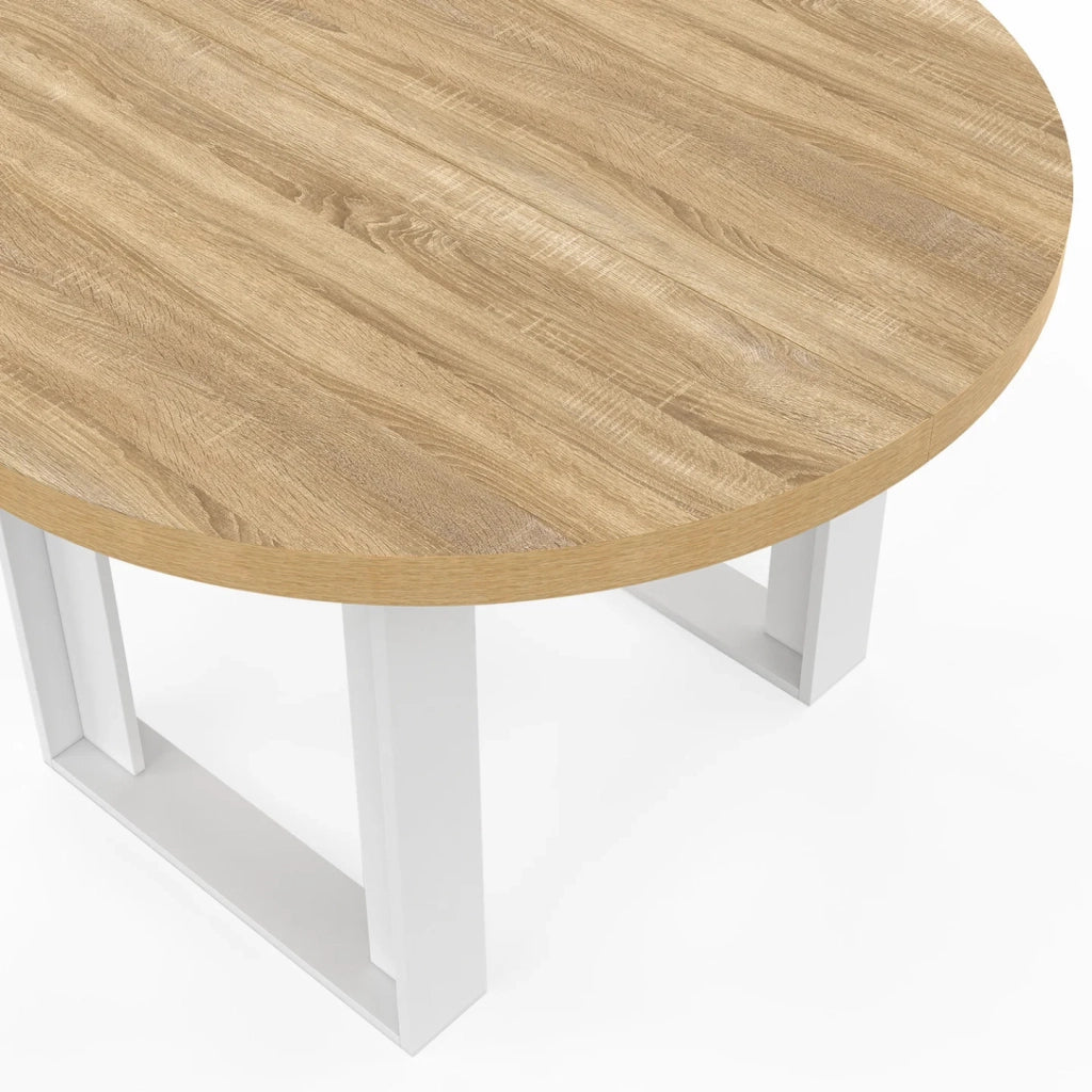 IDMarket - Tavolo da pranzo rotondo PHOENIX per 4 persone in legno e bianco 110 cm