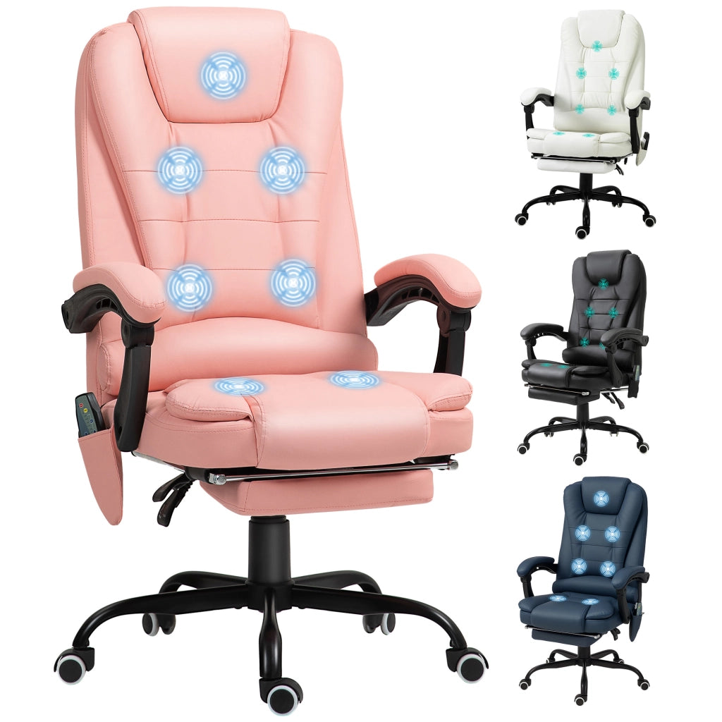 Sedia da ufficio massaggiante con poggiapiedi retrattile ¨C zephmum ¨C rosa