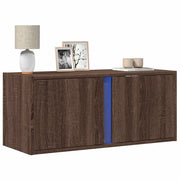 Mobile TV a Parete con Luci LED Rovere Marrone 80x31x35 cm 852263