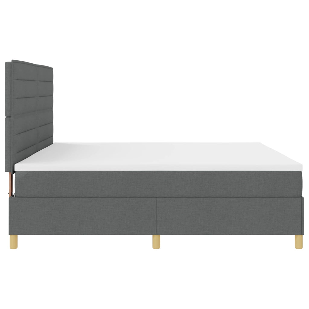 Letto Box Spring con Materasso e LED Grigio Scuro 200x200 cm Tessuto