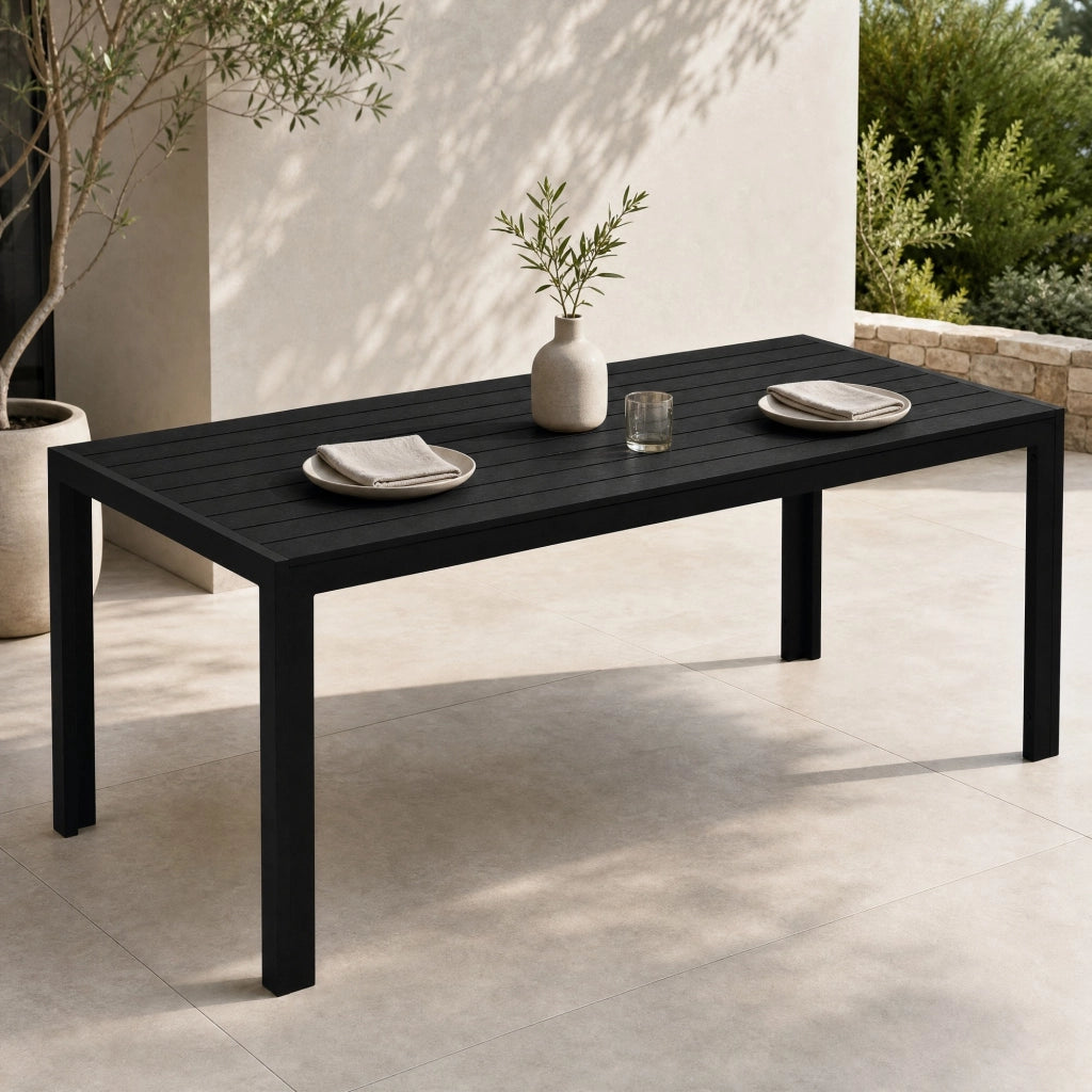 TAVOLO DA GIARDINO 190 x 84,5 x 72 cm Nero in alluminio