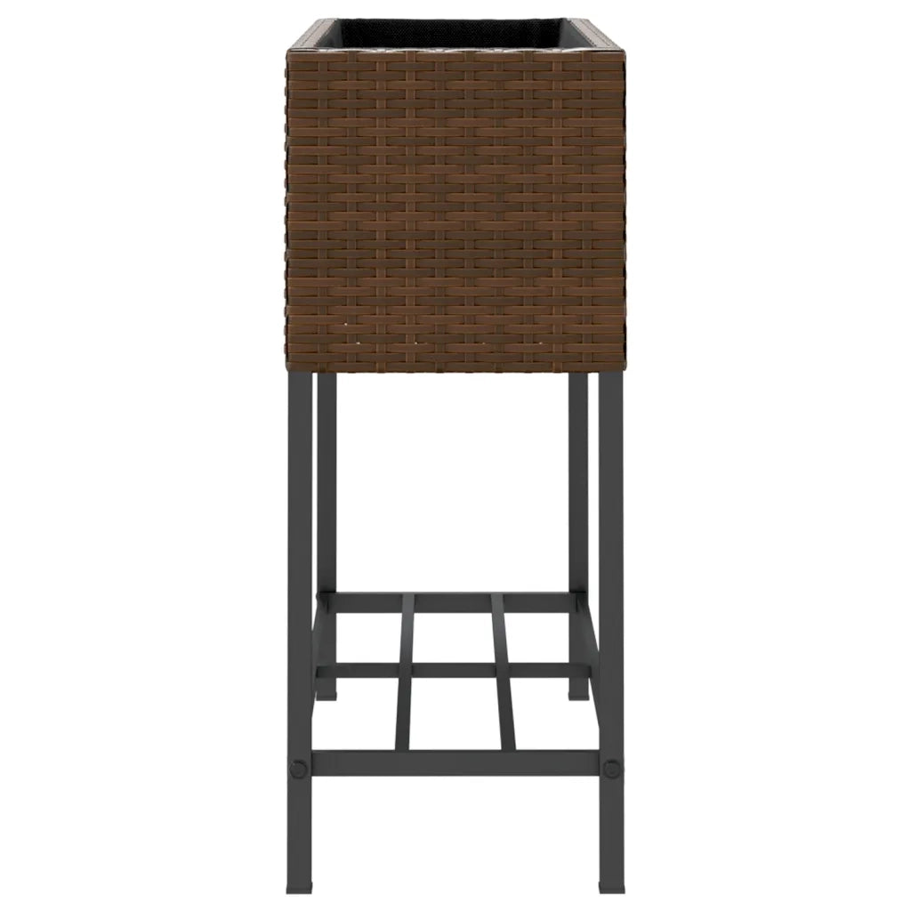 Fioriera da Giardino con Ripiano Marrone in Polyrattan 366388