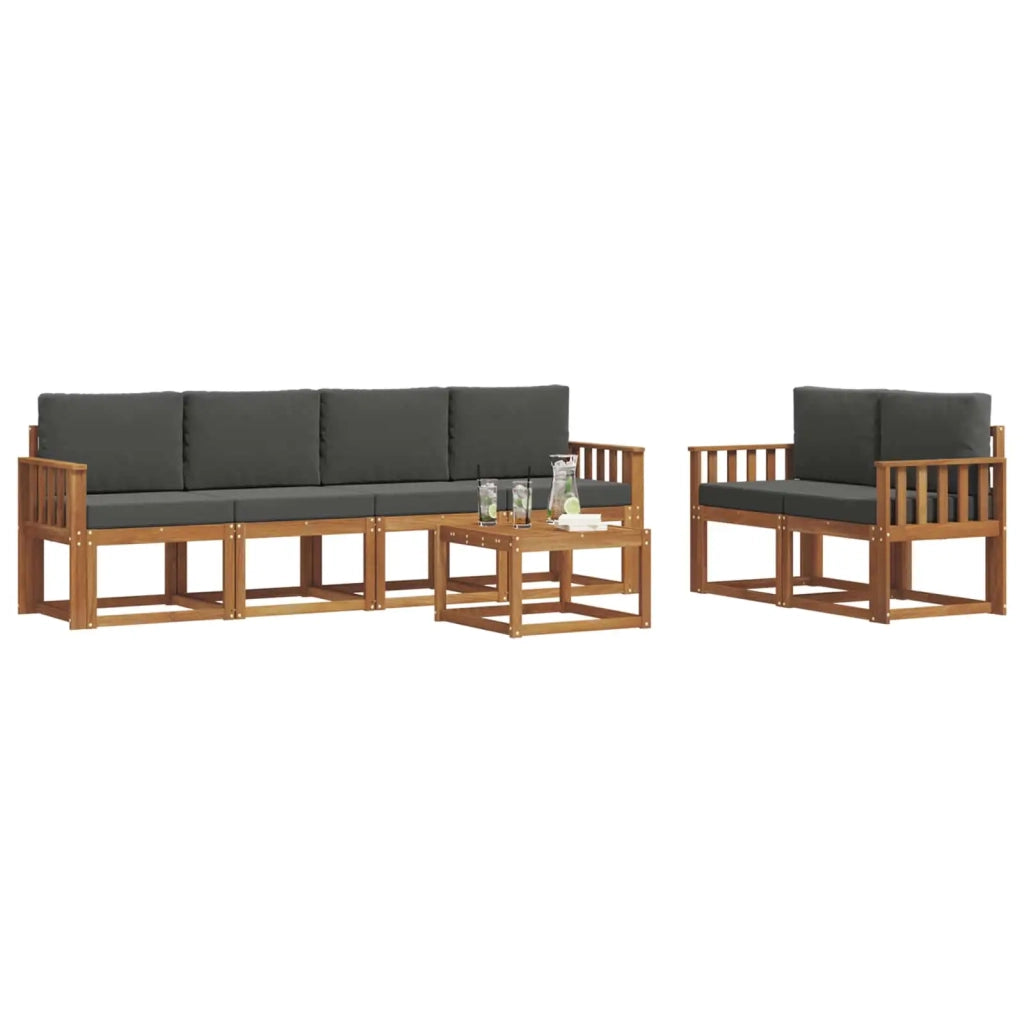 Set di divani da esterno con cuscino 7 pcs Naturale e Antracite 3366040