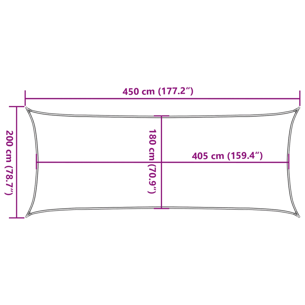 Vela Parasole | Telo Ombra | Vela da ombra 160 g/m2 Nera 2x4,5 m in HDPE