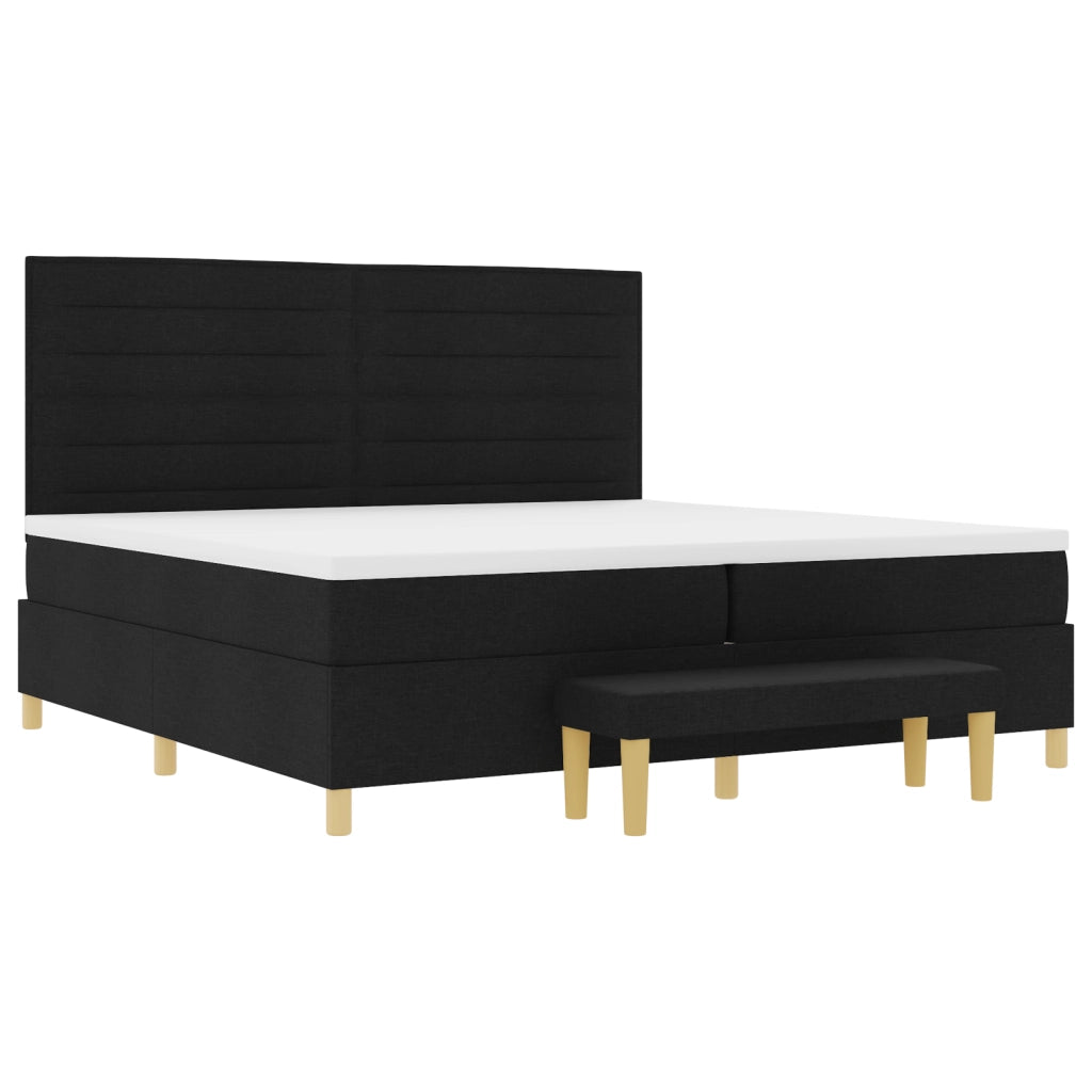 Letto a Molle con Materasso e Panchina vitaXL Nero 200x200 cm Tessuto