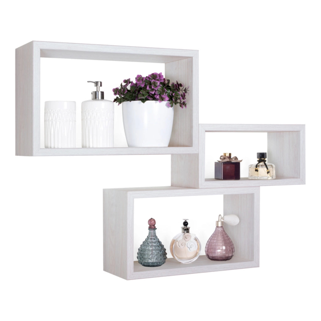 Set di 3 Mensole da Muro Modello TRITTCO. Misure 15.5x45.0x27.0 cm. fInitura  ROV. IMPERIALE - MADE IN ITALY