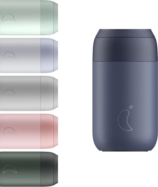 Tazza Isolata a Doppio Strato con Coperchio - Acciaio Inossidabile BPA-Free - Blu Balena 340ml