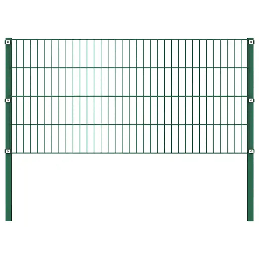 Pannello di Recinzione con Pali in Ferro 10,2x0,8 m m Verde