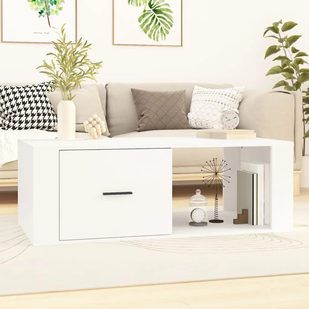 Tavolino da Salotto Bianco 100x50,5x35 cm in Legno Multistrato 816536