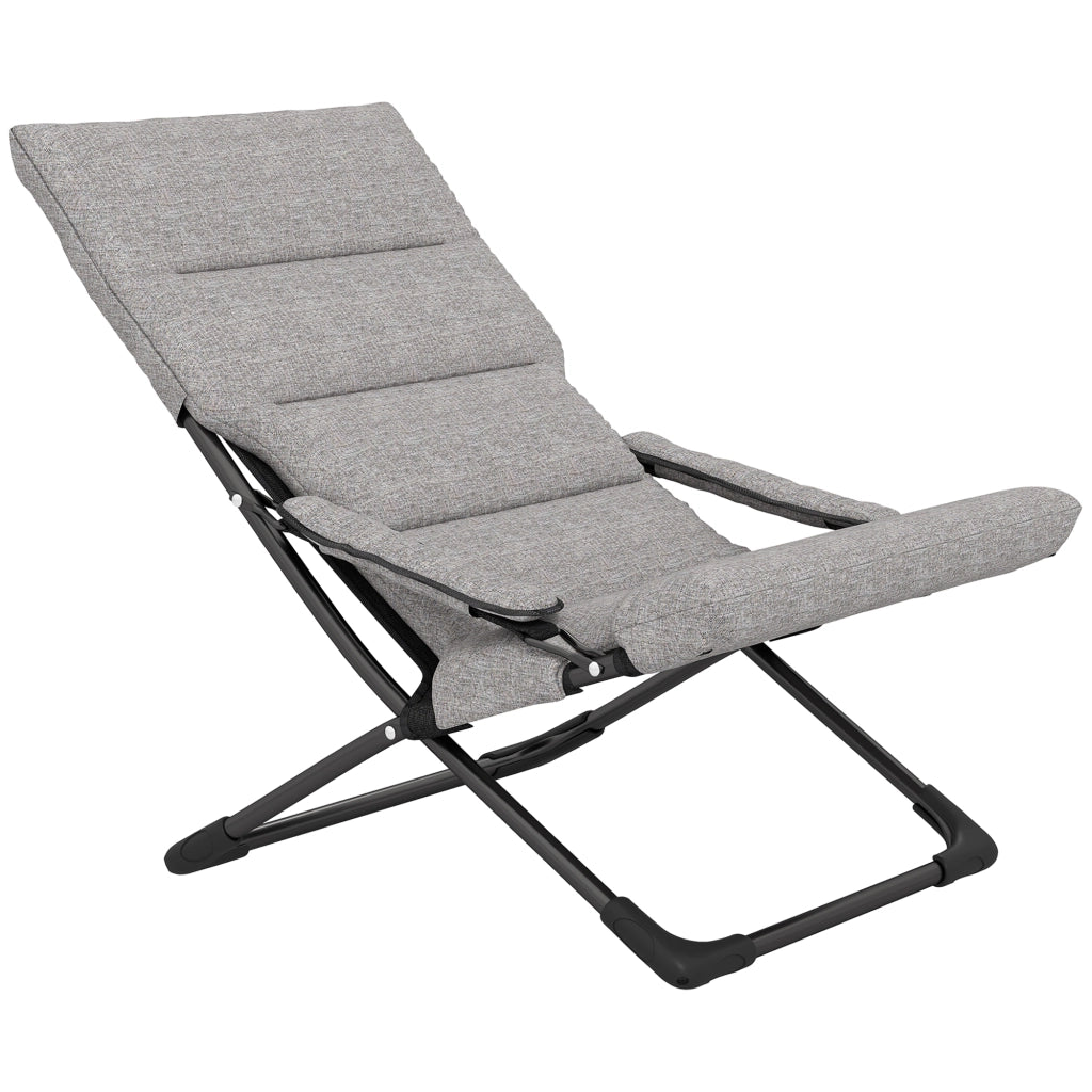 Sedia pieghevole da giardino in metallo con cuscino removibile ¨C zephmum ¨C Grigio 66x94x79 cm