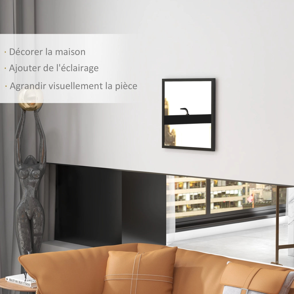 Specchio Parete Quadrato ¨C Minimal ¨C Legno Nero 50x50 cm
