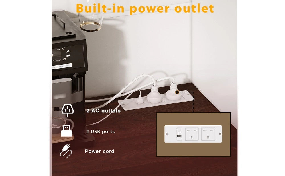 Credenza Alta con LED, USB e Prese ¨C Xylo ¨C Bianco, 4 Ante, 3 Cassetti, 120x40x170