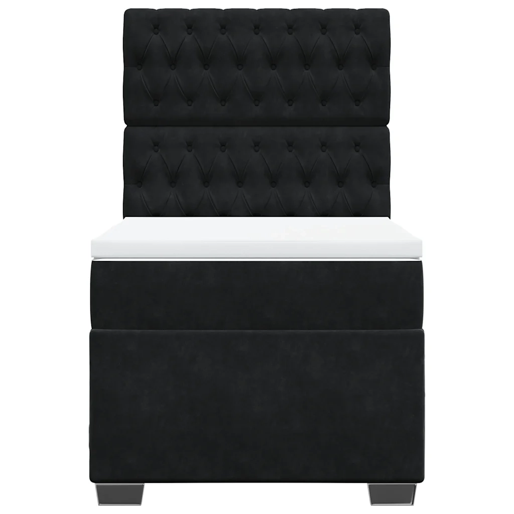 Giroletto a Molle con Materasso Nero 90x190 cm in Velluto 3293094