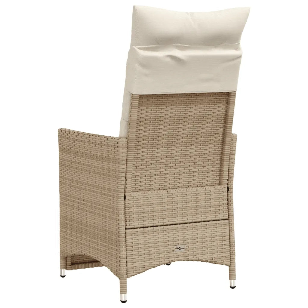 Sedia Reclinabile da Giardino con Cuscini Beige in Polyrattan 365662