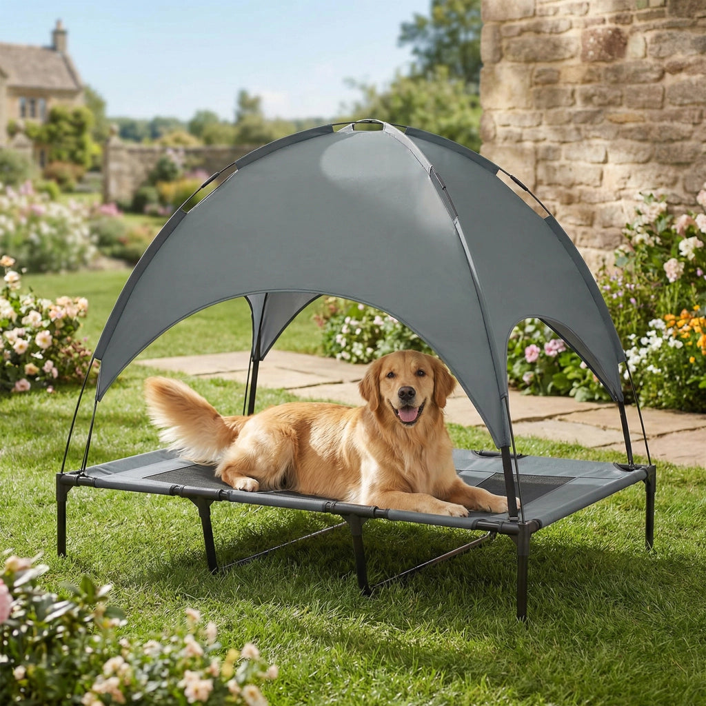 Cuccia per Cane con Baldacchino ¨C zephmum ¨C Grigio 122x92x108 cm