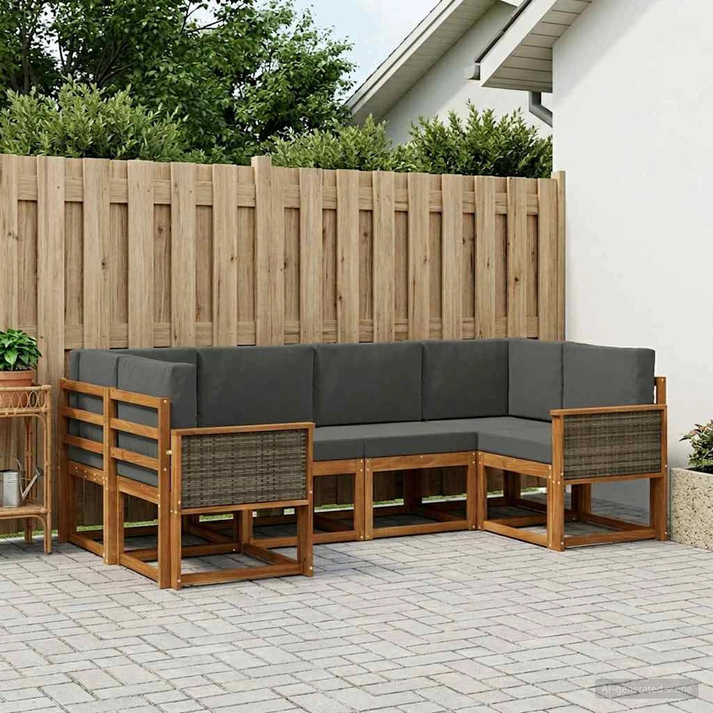 Set di divani da esterno 6 pz Naturale e Antracite 3385488