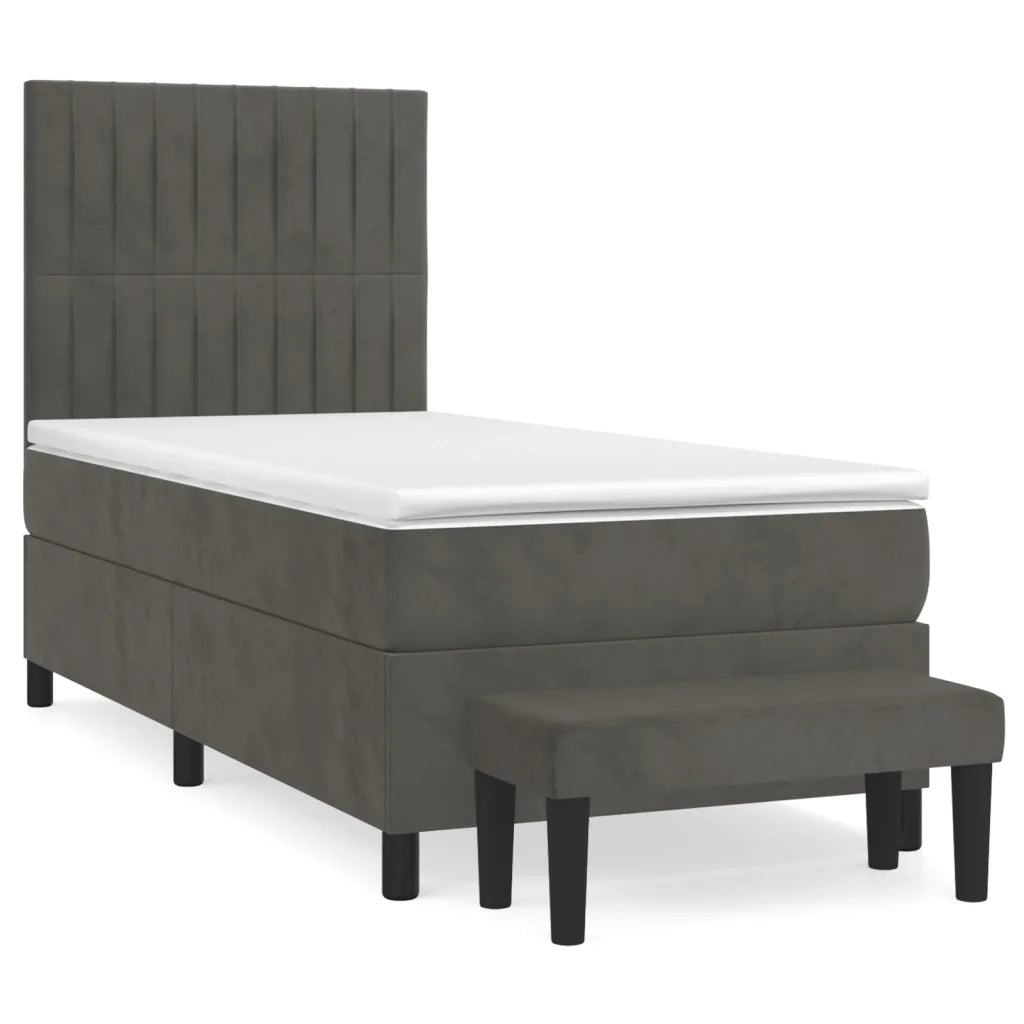 Giroletto a Molle con Materasso Grigio Scuro 100x200 cm Velluto 3137948